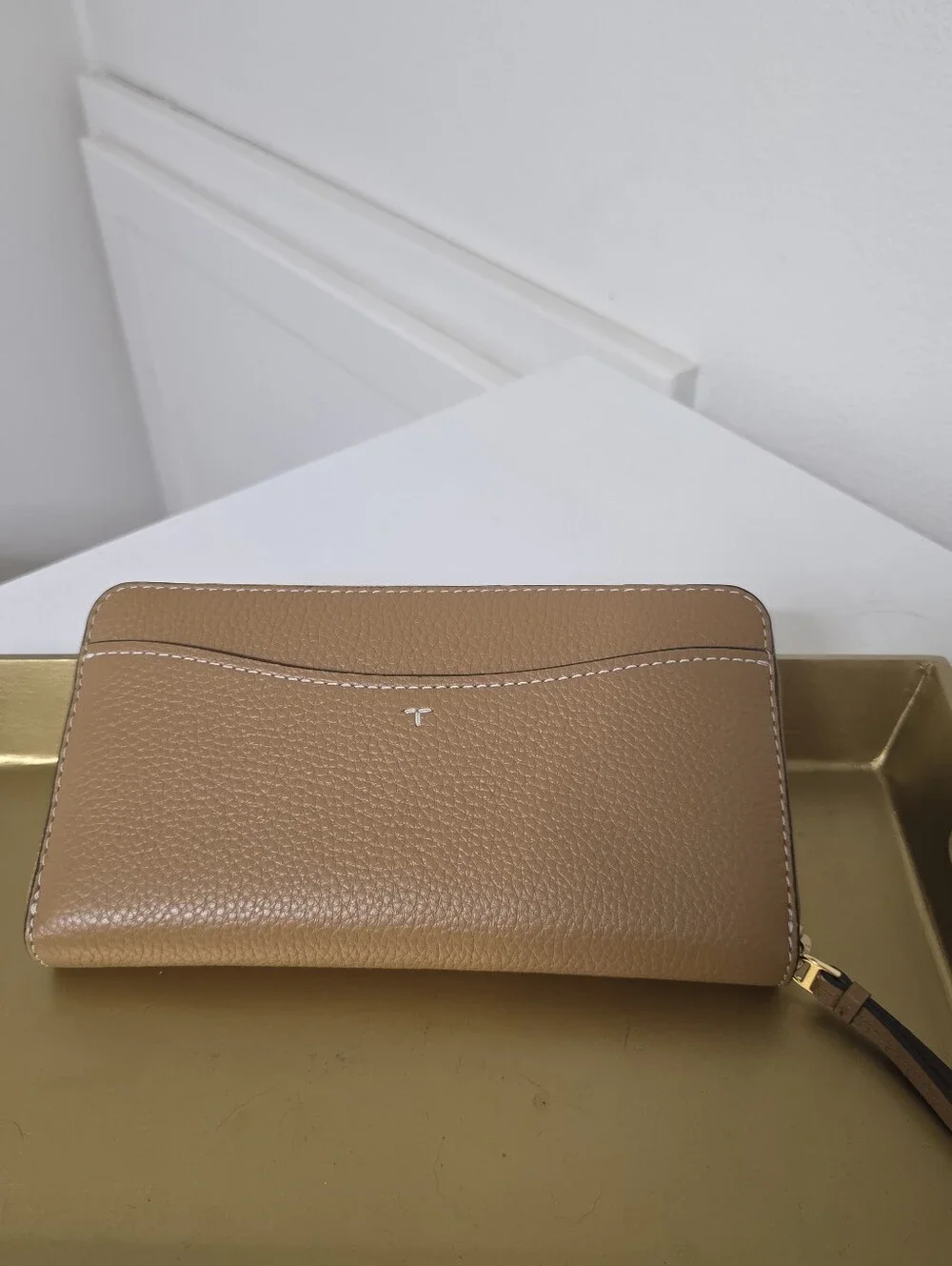 Tory Burch Tan Zip-Around Leather Wallet
